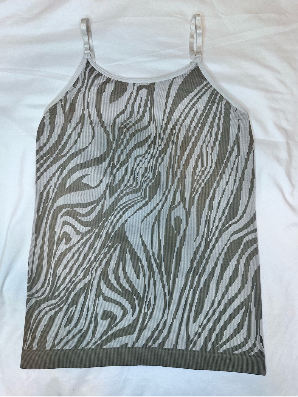 Athleta Seamless Knit Cami Tank Top Abstract Zebra Print Built-In Layer Size M